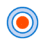 An image of a circular target with concentric rings, perfect for large format printing. The center is red, surrounded by a white ring, followed by a blue ring, another white ring, and an outermost blue ring.