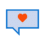 A blue speech bubble with a red heart inside it. The heart symbolizes love or affection. The background inside the bubble is light blue, perfect for web to print designs.