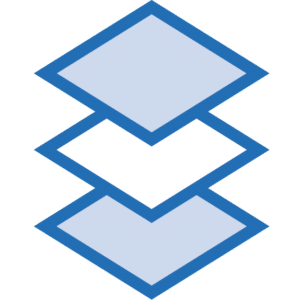 Three diamond-shaped forms are vertically aligned, each overlapping the one below it. The top and bottom diamonds are shaded light blue, while the middle diamond is white—perfect for both small format printing projects.