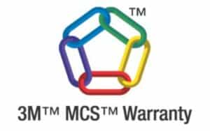 Logo for 3M MCS Warranty featuring an interlocking chain of hexagons in blue, green, yellow, red, and purple.