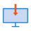 AI Icons-01 Illustration of a computer monitor with a blue border and an orange downward arrow in the center, indicating a download or data transfer concept.