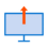 A blue computer monitor icon with a red arrow pointing upward from the top center.